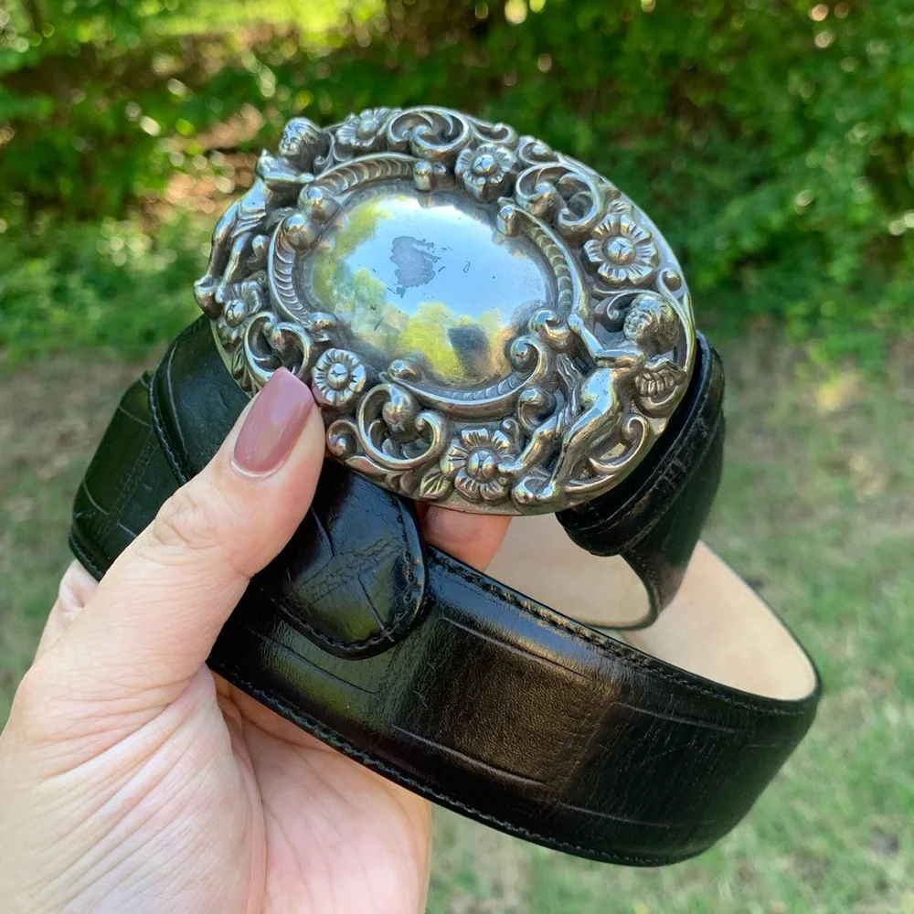 Vintage BrightonLeather Belt & Cherub Buckle